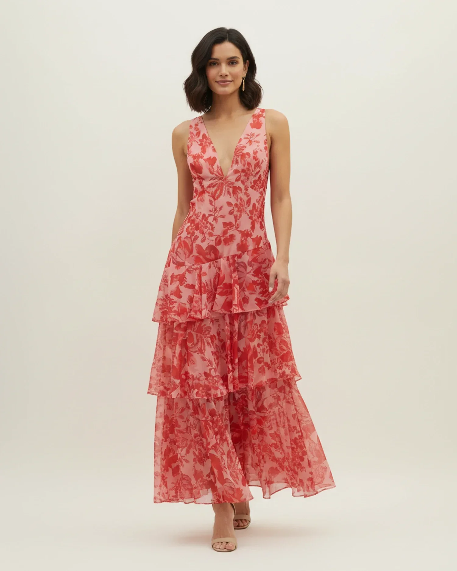 Robe Maxi Femme Sans Manches à Fleurs – Style Estival Élégant à Volants - Image 9