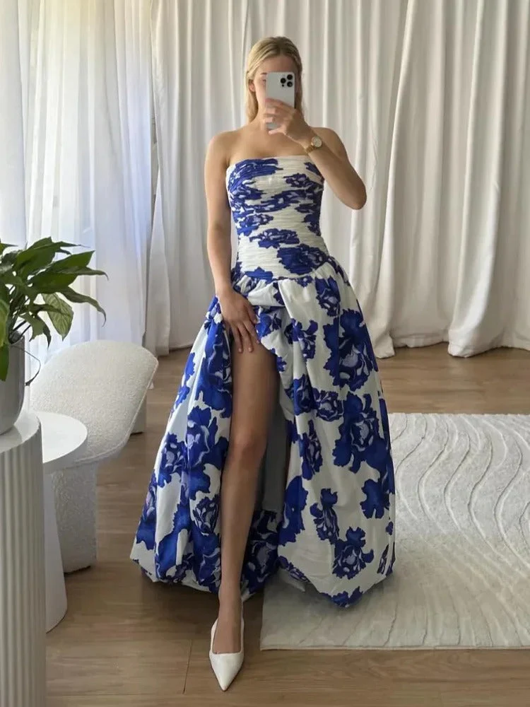 Robe maxi fleurie drapée femme – Allure romantique et élégante - Image 5