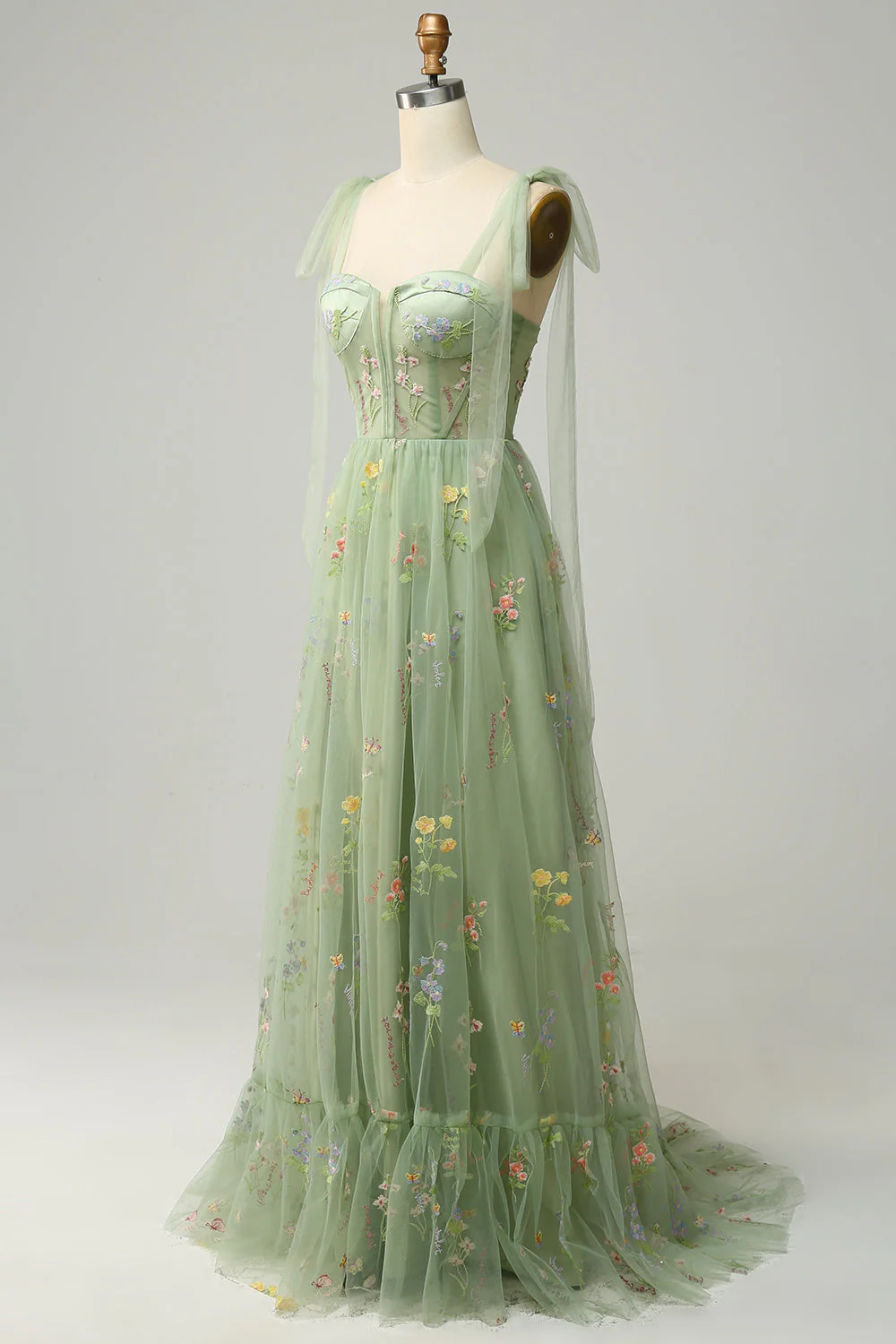 Robe Maxi Fleurie Élégante Femme – Style Bal A-Line avec Corset - Image 11