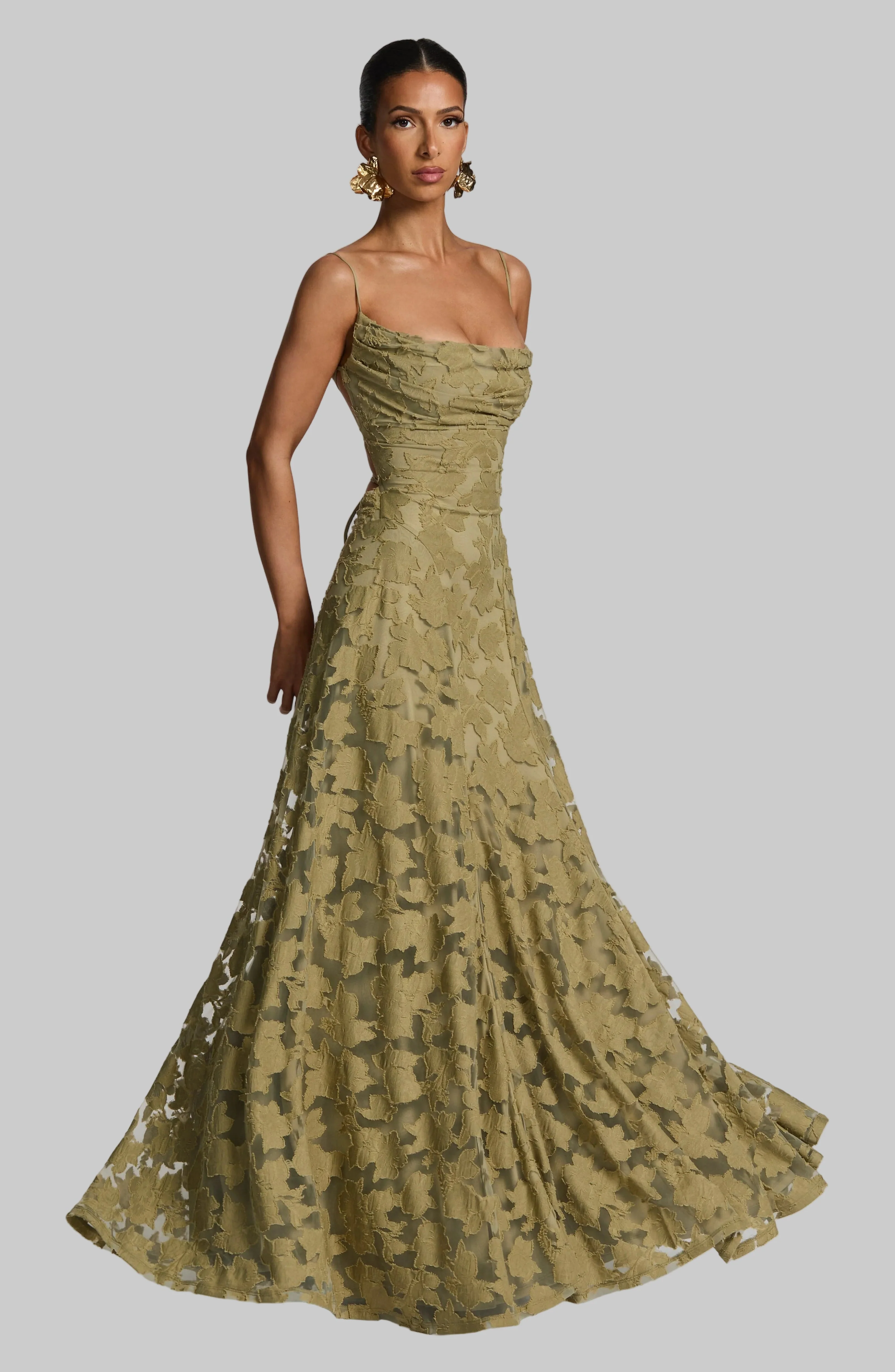 Robe maxi fleurie femme col drape et dos lacet - Fluide et elegante