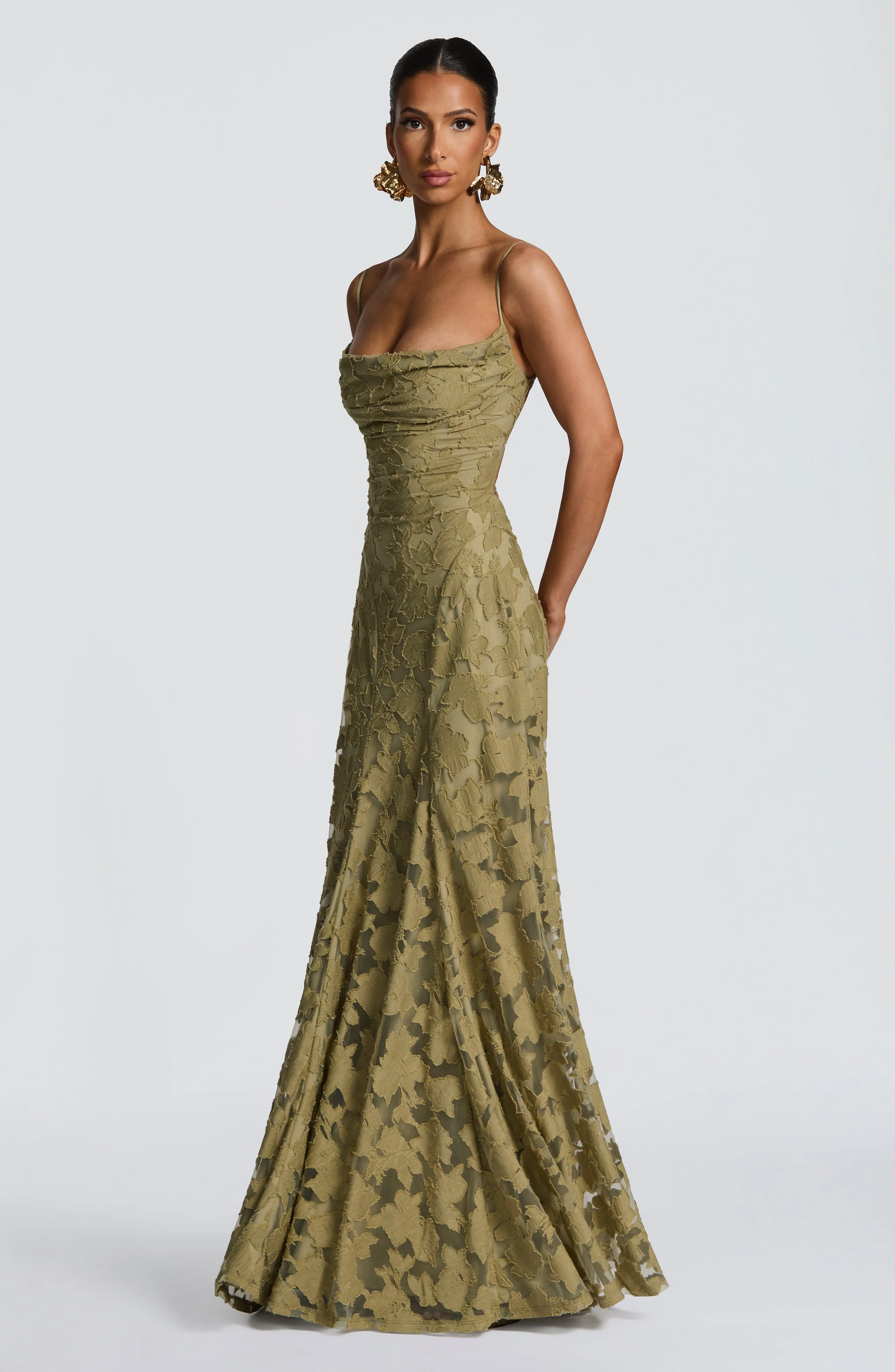 Robe maxi fleurie femme col drape et dos lacet - Fluide et elegante - Image 5