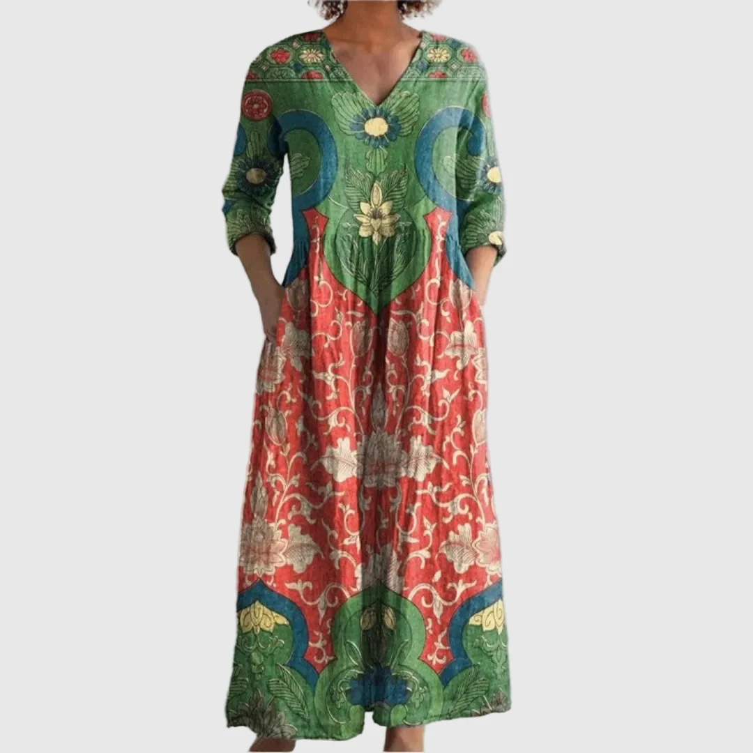 Robe maxi fleurie femme vintage - Fluide et elegante