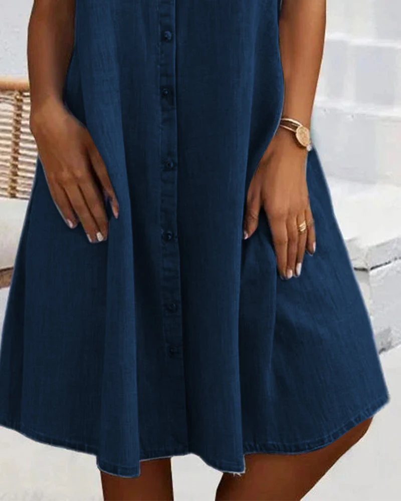Robe Midi à Col Revers et Bouton pour Femme - Image 10