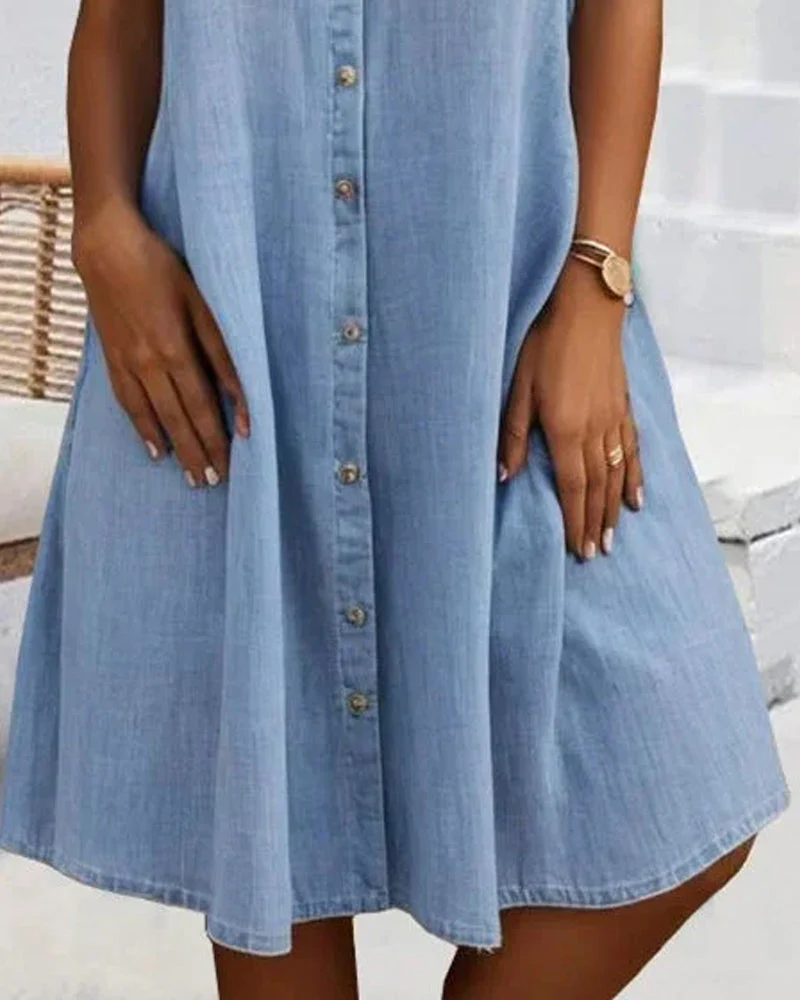 Robe Midi à Col Revers et Bouton pour Femme - Image 5