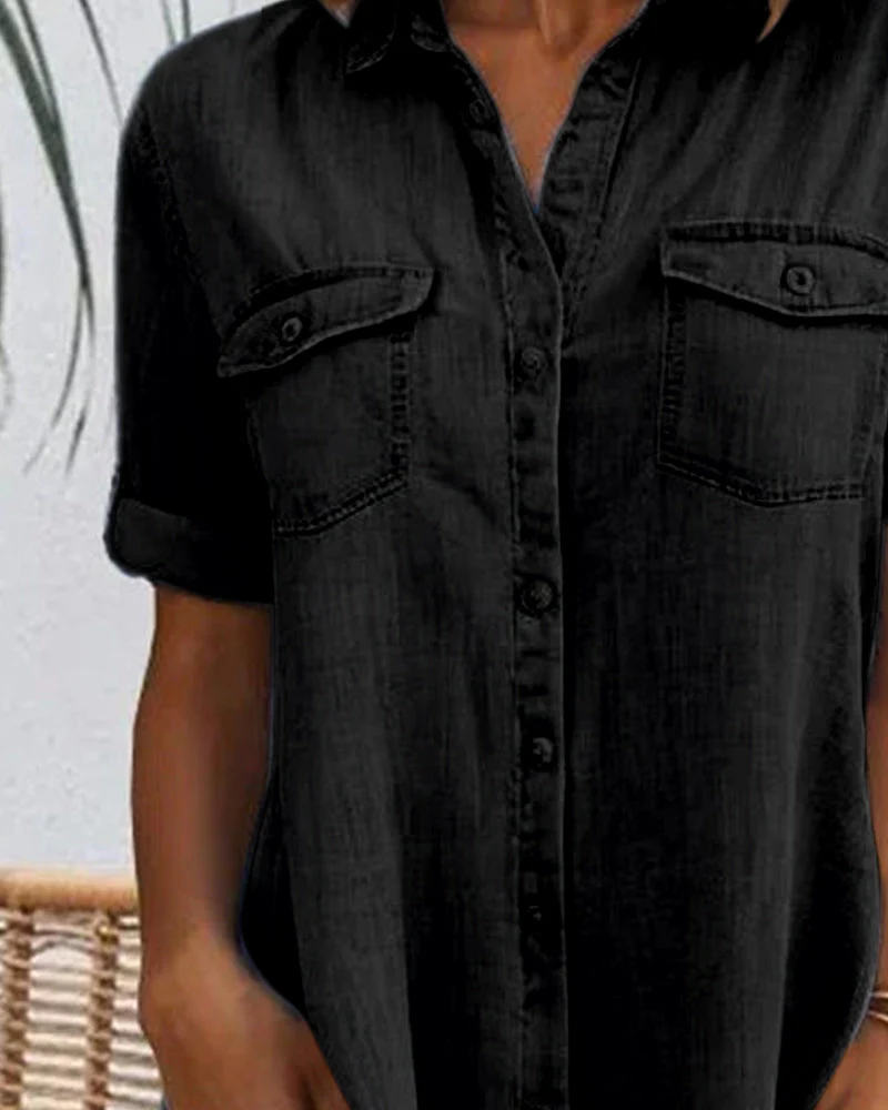 Robe Midi à Col Revers et Bouton pour Femme - Image 8