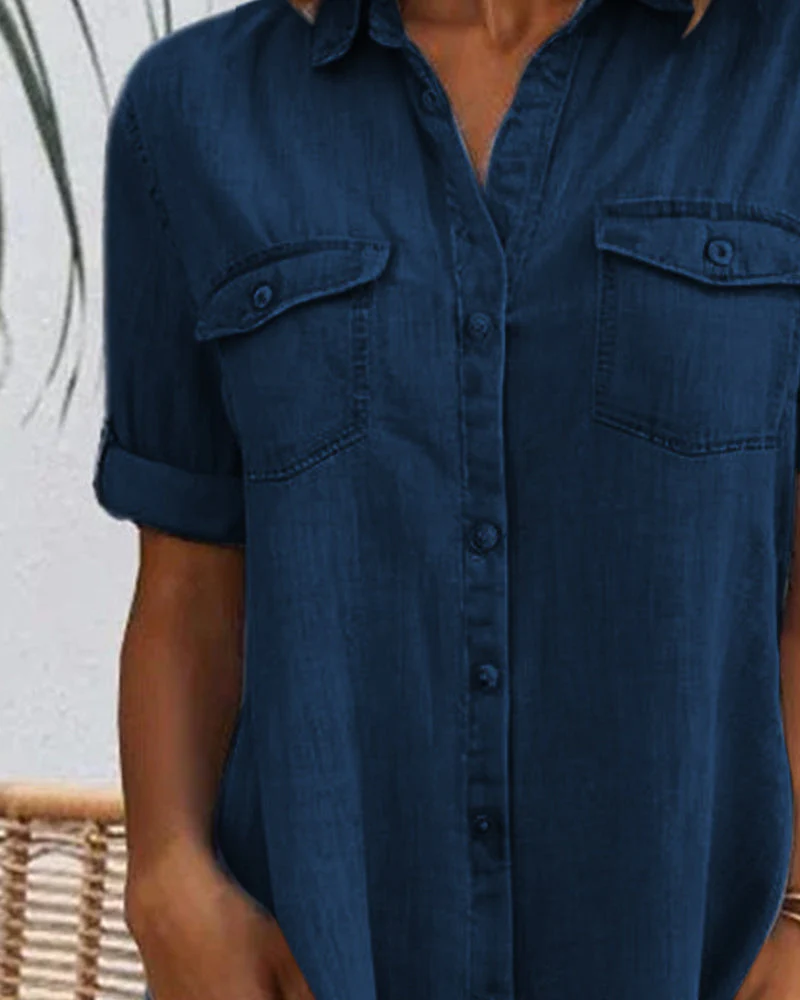 Robe Midi à Col Revers et Bouton pour Femme - Image 9