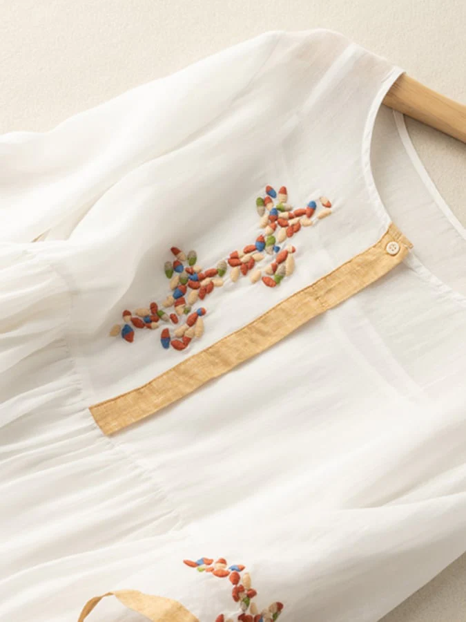 Robe midi bohème avec broderie florale – Style décontracté et élégant - Image 4