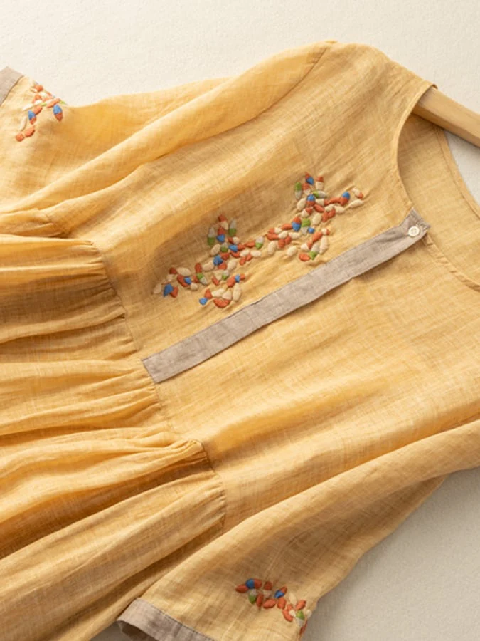 Robe midi bohème avec broderie florale – Style décontracté et élégant - Image 5