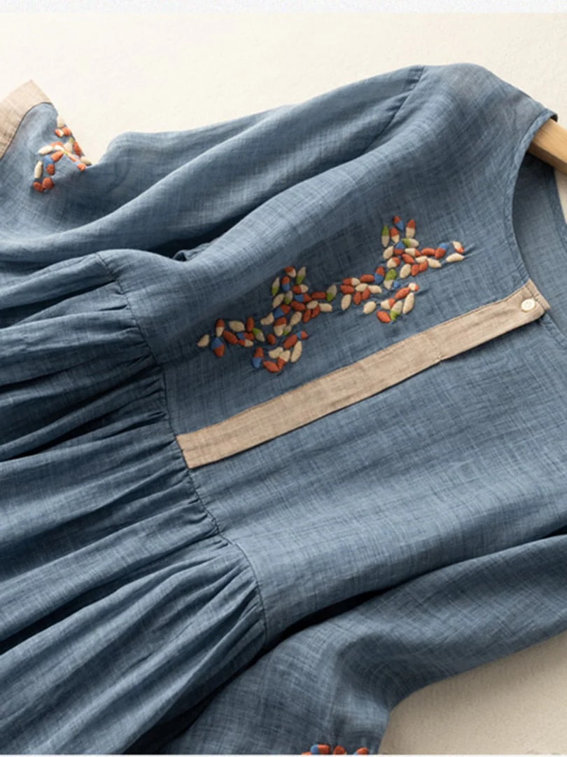 Robe midi bohème avec broderie florale – Style décontracté et élégant - Image 6
