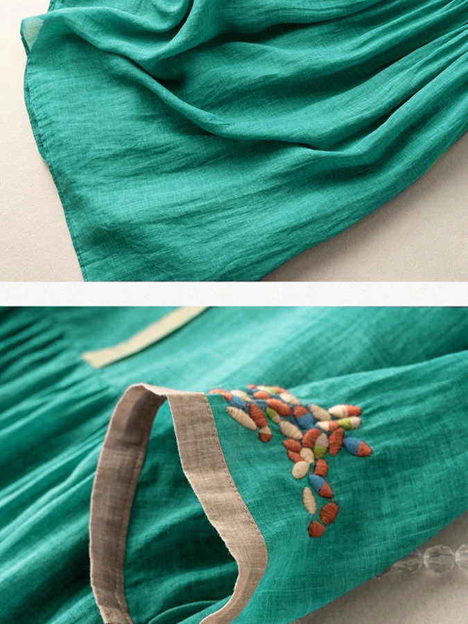 Robe midi bohème avec broderie florale – Style décontracté et élégant - Image 7