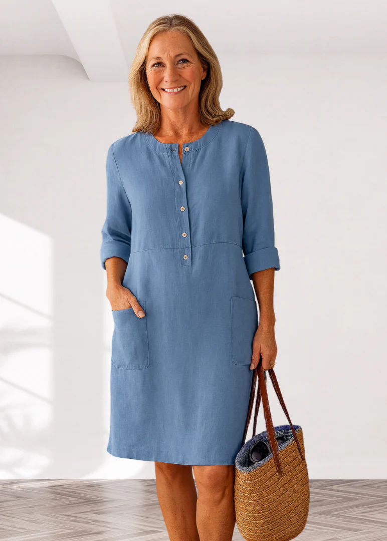Robe Midi Classique Décontractée Femme – Coupe Ample avec Poches - Image 2
