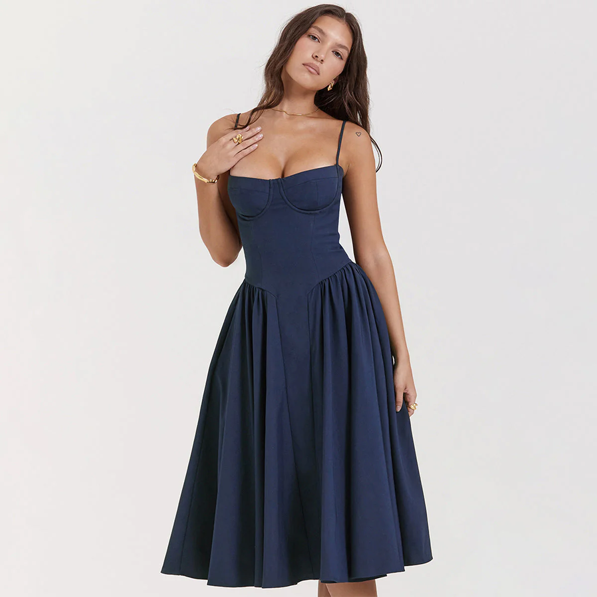 Robe Midi Corset Femme à Bretelles Réglables – Élégante et Flatteuse - Image 6