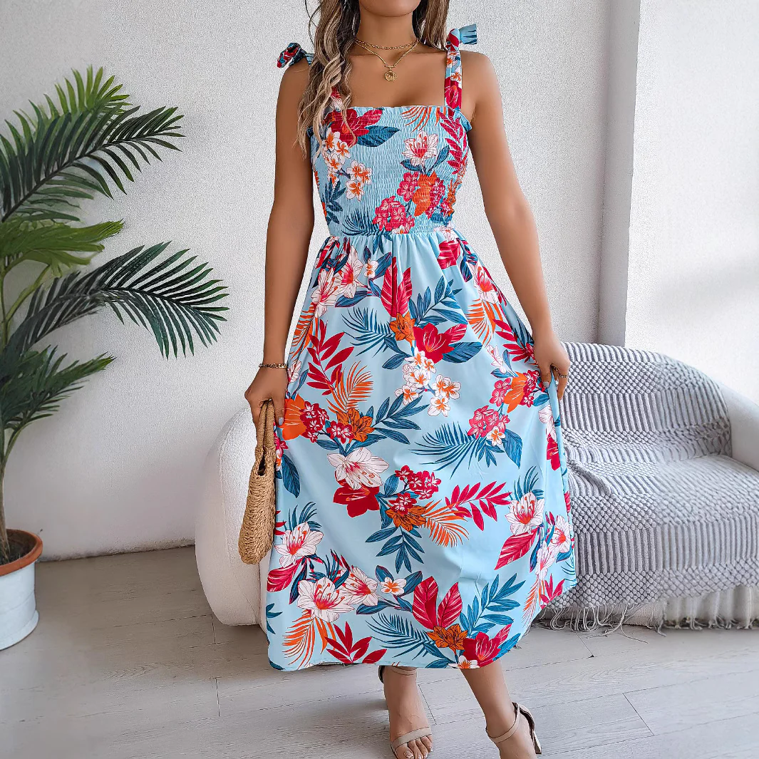 Robe Midi Corset Fleurie Femme – Tenue d’Été Élégante pour Vacances à la Plage - Image 4