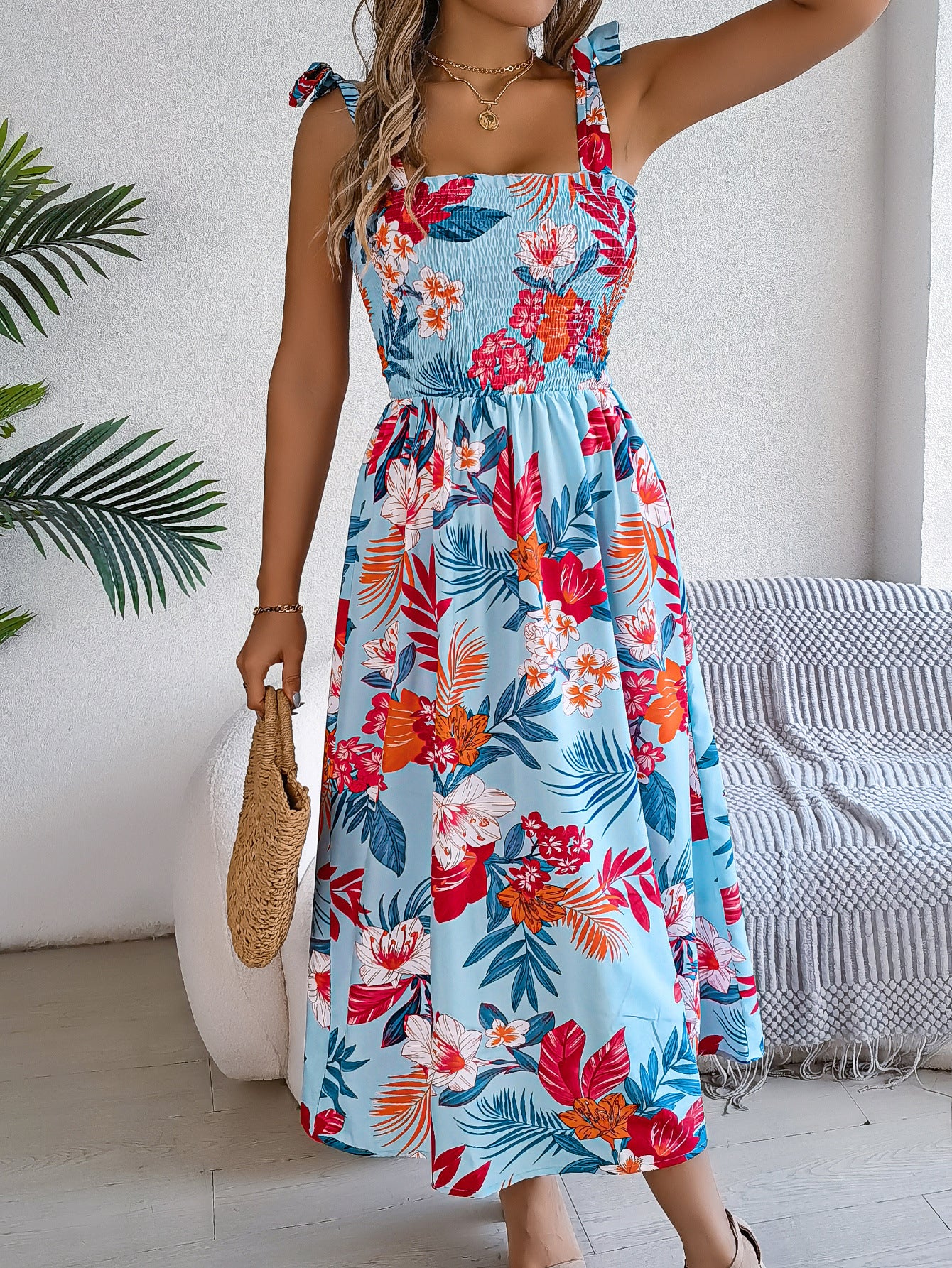 Robe Midi Corset Fleurie Femme – Tenue d’Été Élégante pour Vacances à la Plage - Image 5