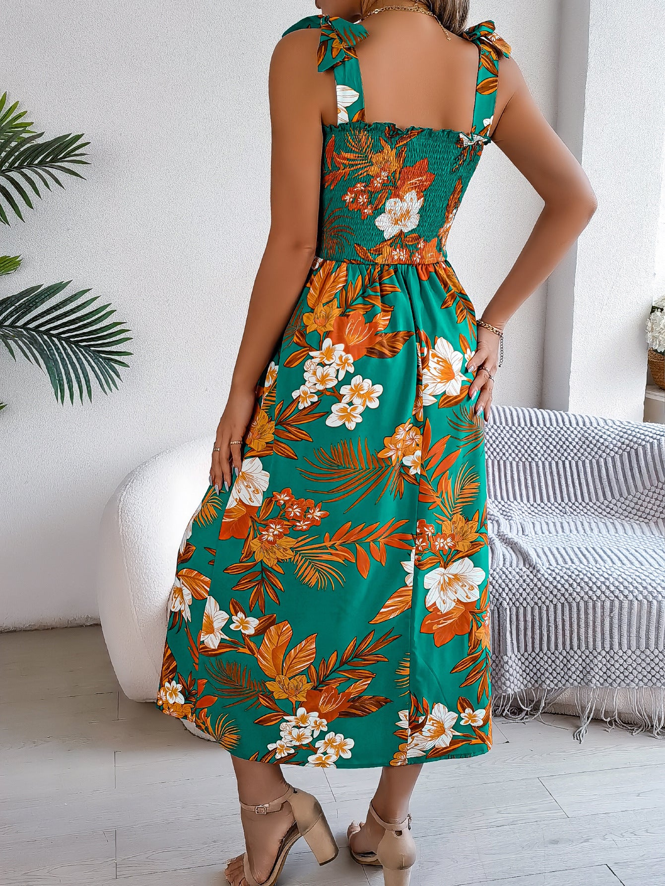 Robe Midi Corset Fleurie Femme – Tenue d’Été Élégante pour Vacances à la Plage - Image 6