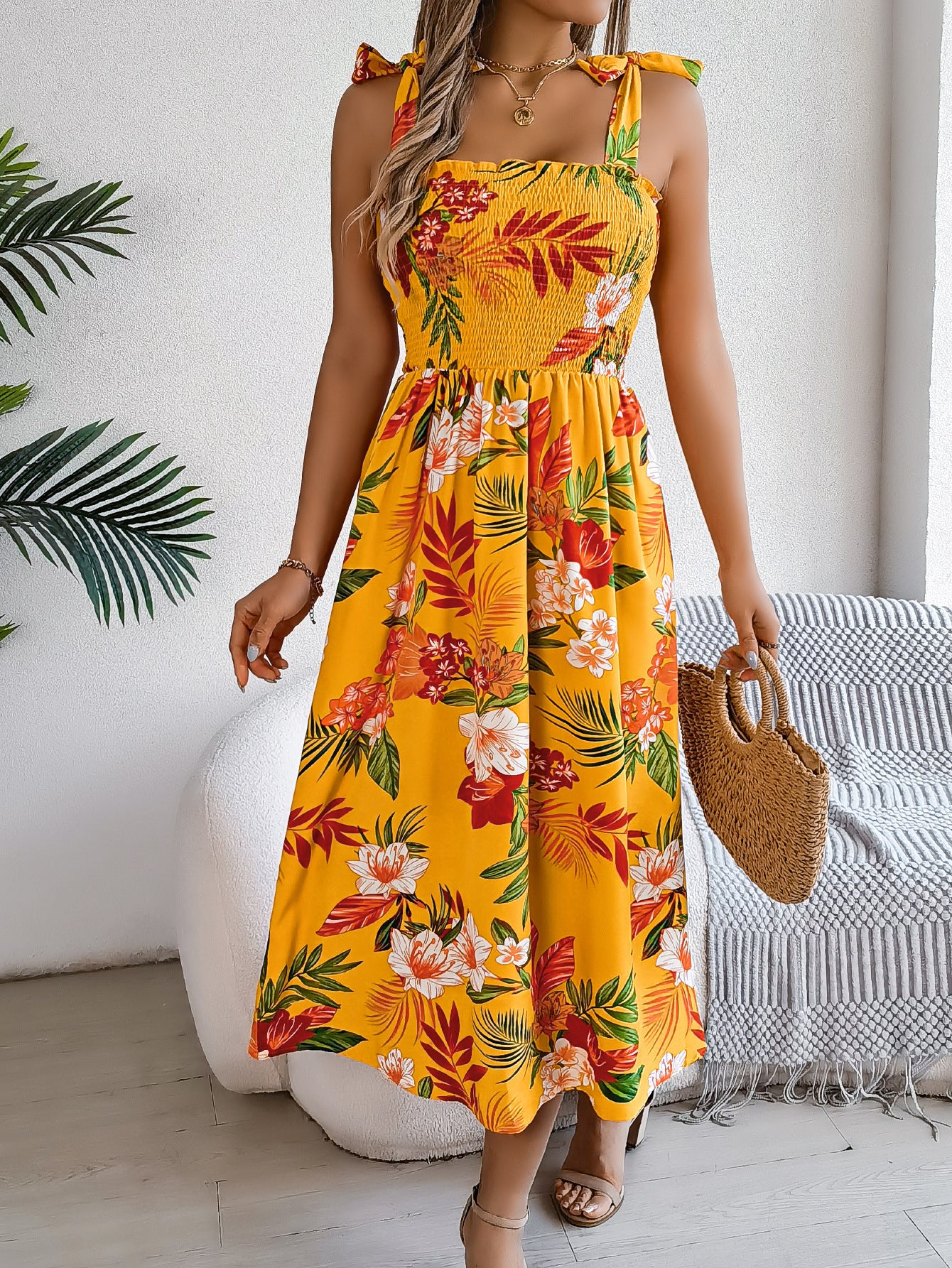 Robe Midi Corset Fleurie Femme – Tenue d’Été Élégante pour Vacances à la Plage - Image 7