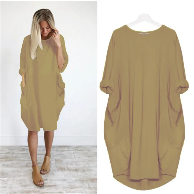 Robe Midi Coton Femme Oversize – Manches Longues Décontracté - Image 10