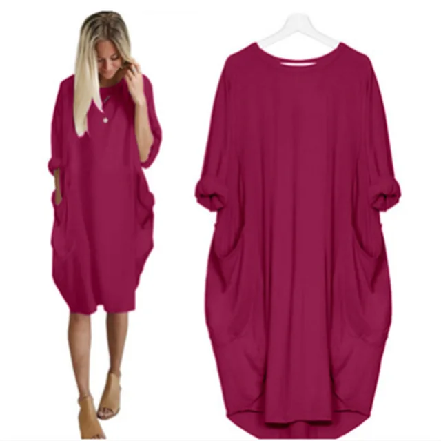 Robe Midi Coton Femme Oversize – Manches Longues Décontracté - Image 11