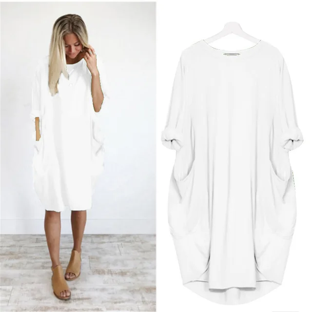 Robe Midi Coton Femme Oversize – Manches Longues Décontracté - Image 12