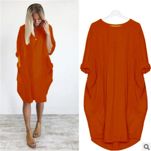 Robe Midi Coton Femme Oversize – Manches Longues Décontracté - Image 14