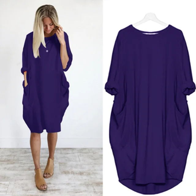 Robe Midi Coton Femme Oversize – Manches Longues Décontracté - Image 15