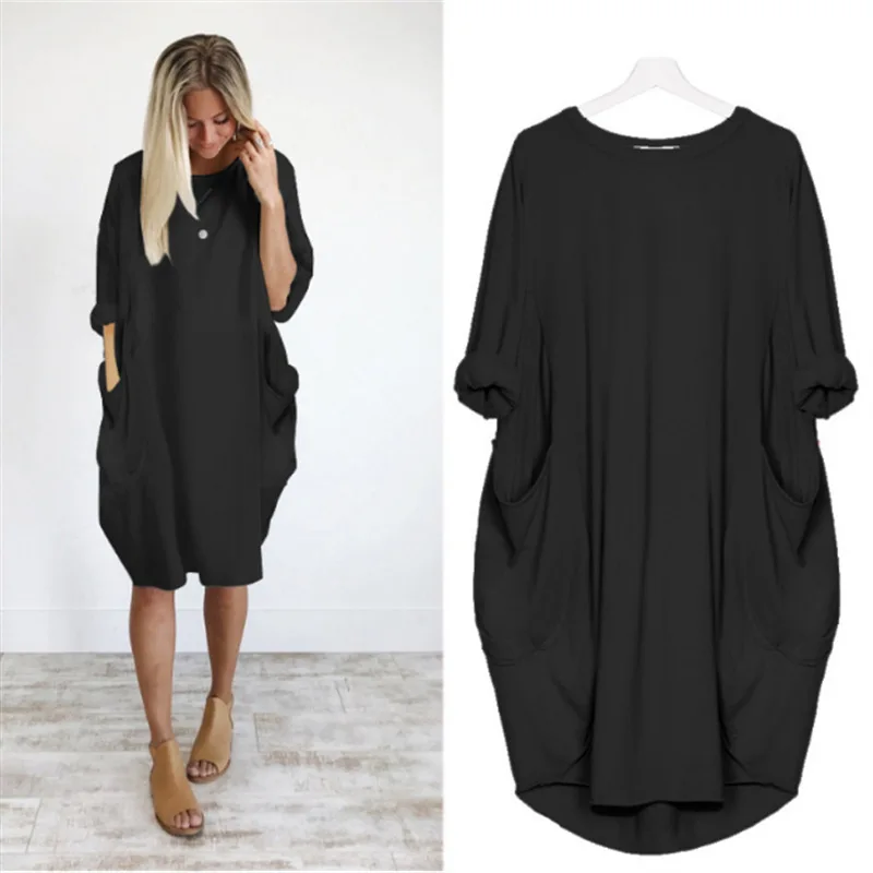 Robe Midi Coton Femme Oversize – Manches Longues Décontracté - Image 4