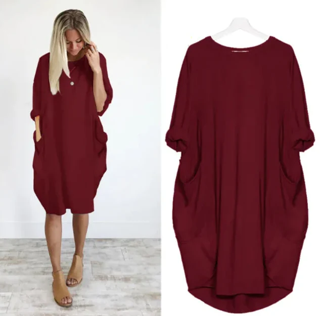 Robe Midi Coton Femme Oversize – Manches Longues Décontracté - Image 5