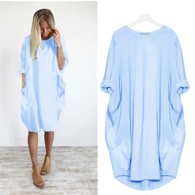 Robe Midi Coton Femme Oversize – Manches Longues Décontracté - Image 6