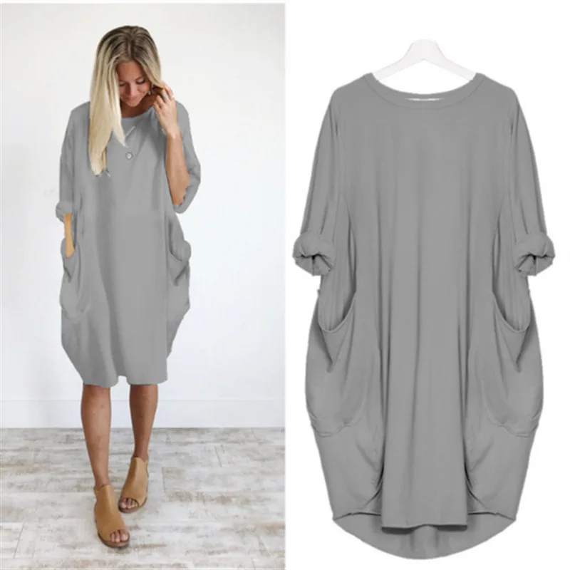Robe Midi Coton Femme Oversize – Manches Longues Décontracté - Image 8
