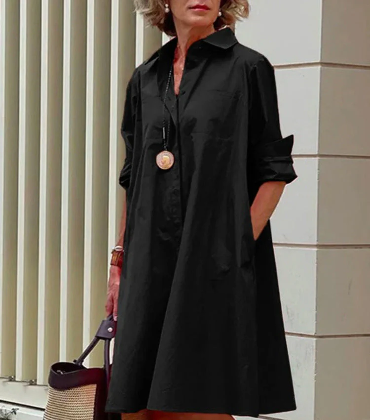 Robe midi décontractée pour femme en coton et lin – Coupe confortable pour tous les jours