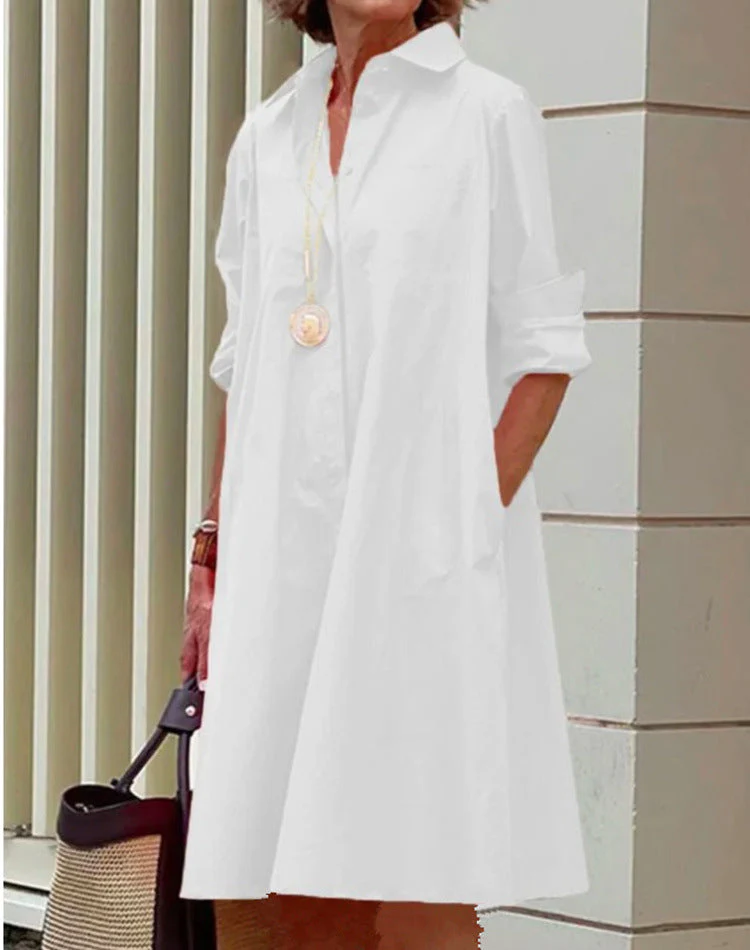 Robe midi décontractée pour femme en coton et lin – Coupe confortable pour tous les jours - Image 9