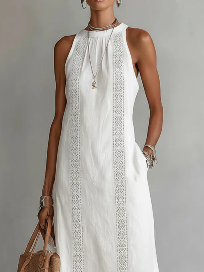Robe midi d’été femme à col mao – Robe fluide légère et naturelle - Image 5