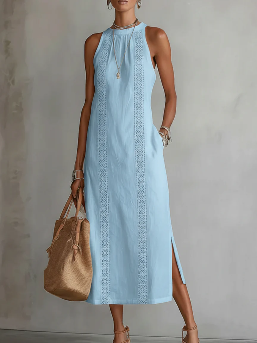 Robe midi d’été femme à col mao – Robe fluide légère et naturelle - Image 8