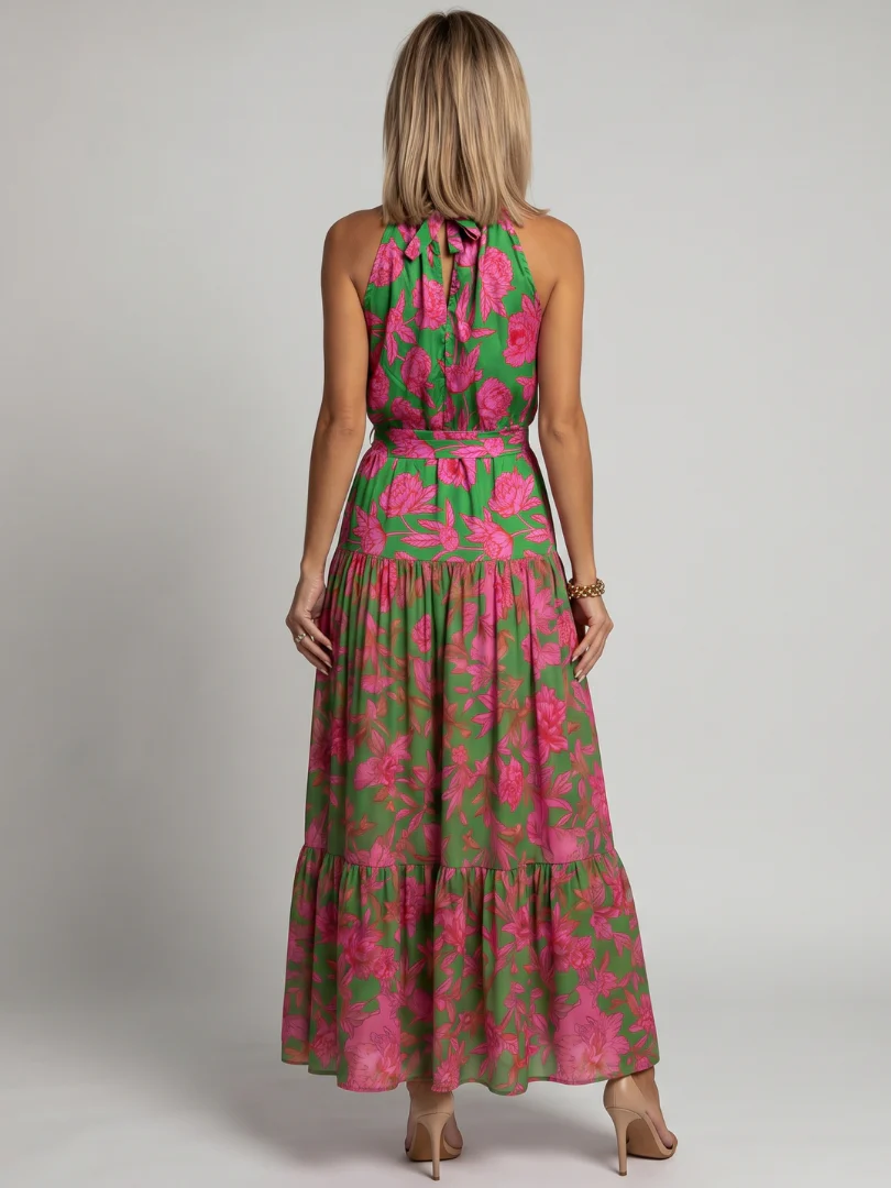 Robe midi drapee femme col halter - Chic et flatteuse - Image 4