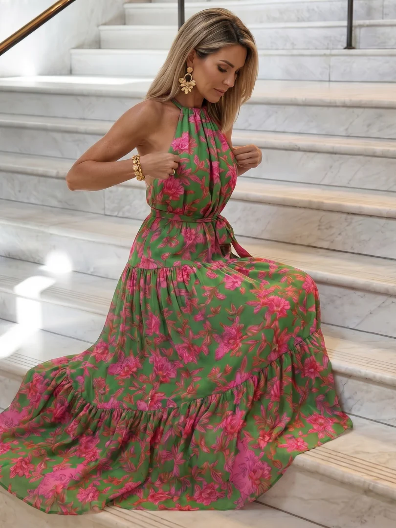 Robe midi drapee femme col halter - Chic et flatteuse - Image 5