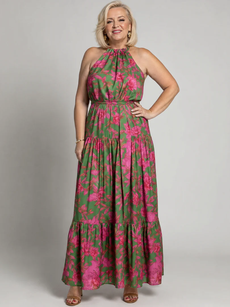 Robe midi drapee femme col halter - Chic et flatteuse - Image 7