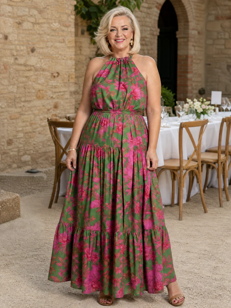 Robe midi drapee femme col halter - Chic et flatteuse - Image 8