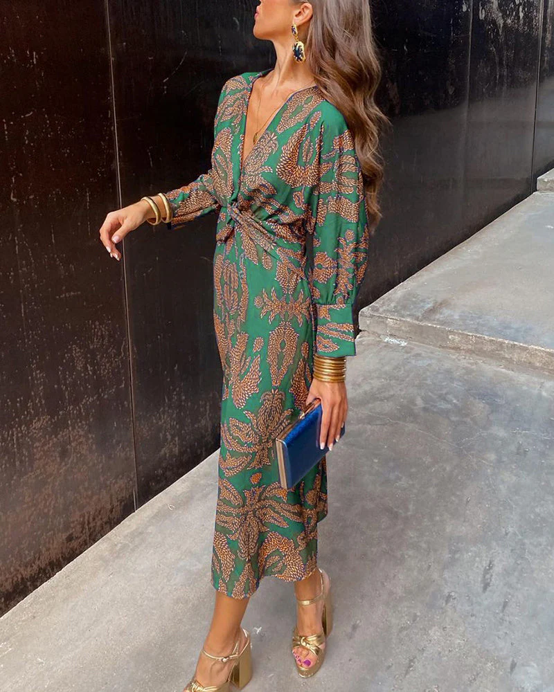 Robe Midi Élégante à Décolleté en V Femme – Coupe Flatteuse, Détail Raffiné - Image 11