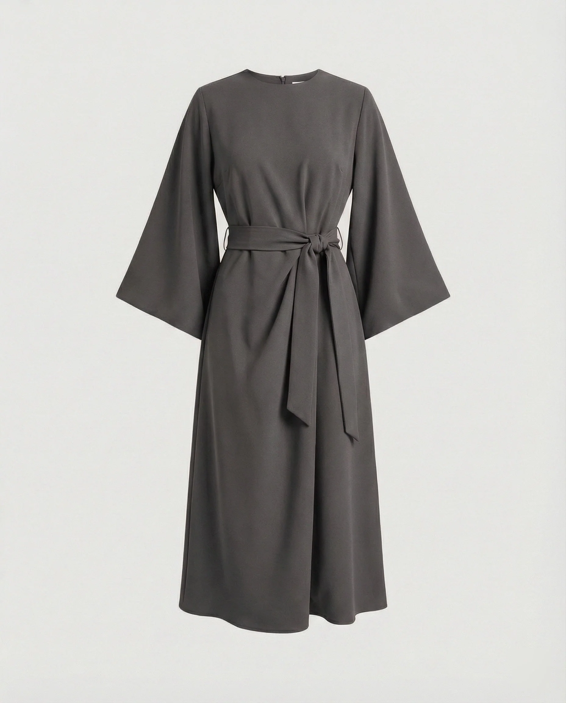 Robe Midi Élégante Femme – Coupe Portefeuille Ceinturée Manches Lanternes - Image 10
