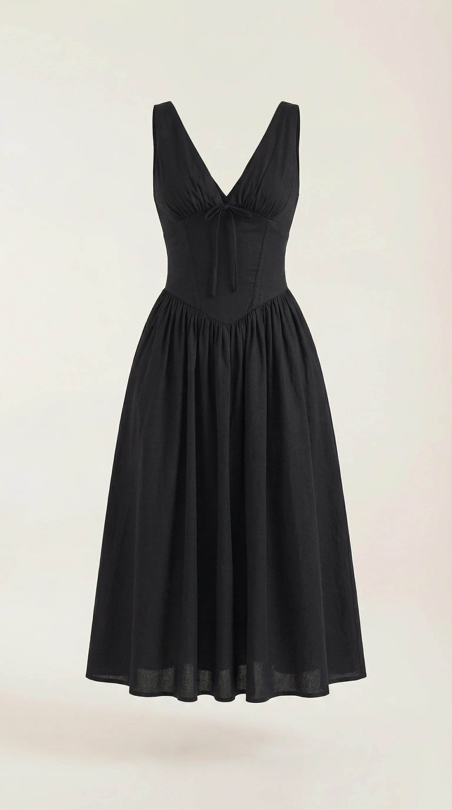 Robe Midi Élégante Femme – Décolleté en V Style Corset Évasé à Bretelles - Image 10