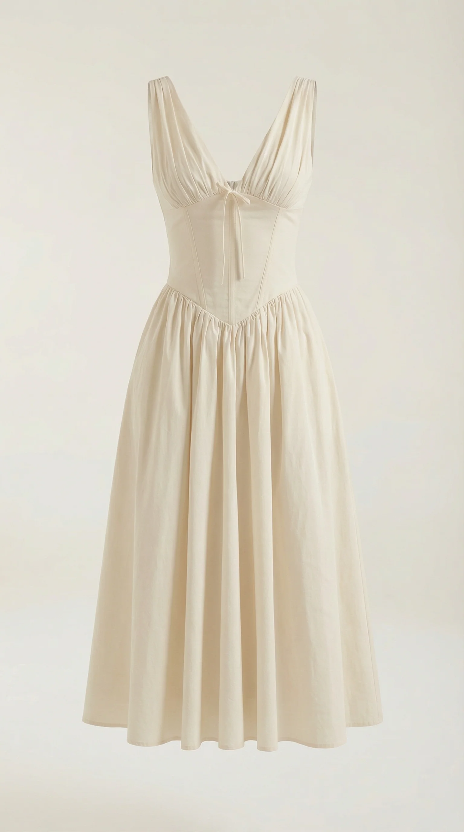 Robe Midi Élégante Femme – Décolleté en V Style Corset Évasé à Bretelles - Image 15