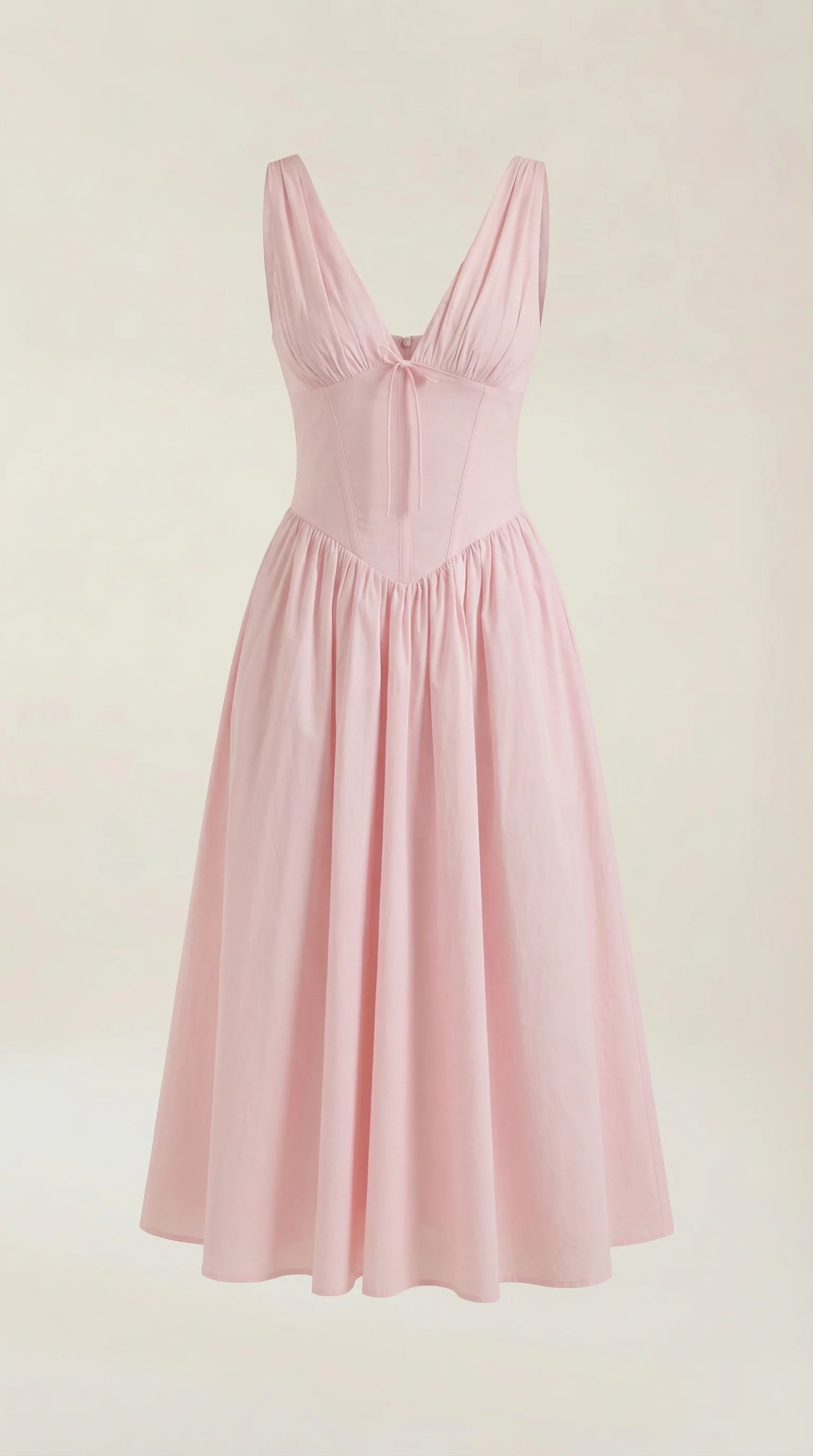 Robe Midi Élégante Femme – Décolleté en V Style Corset Évasé à Bretelles - Image 20