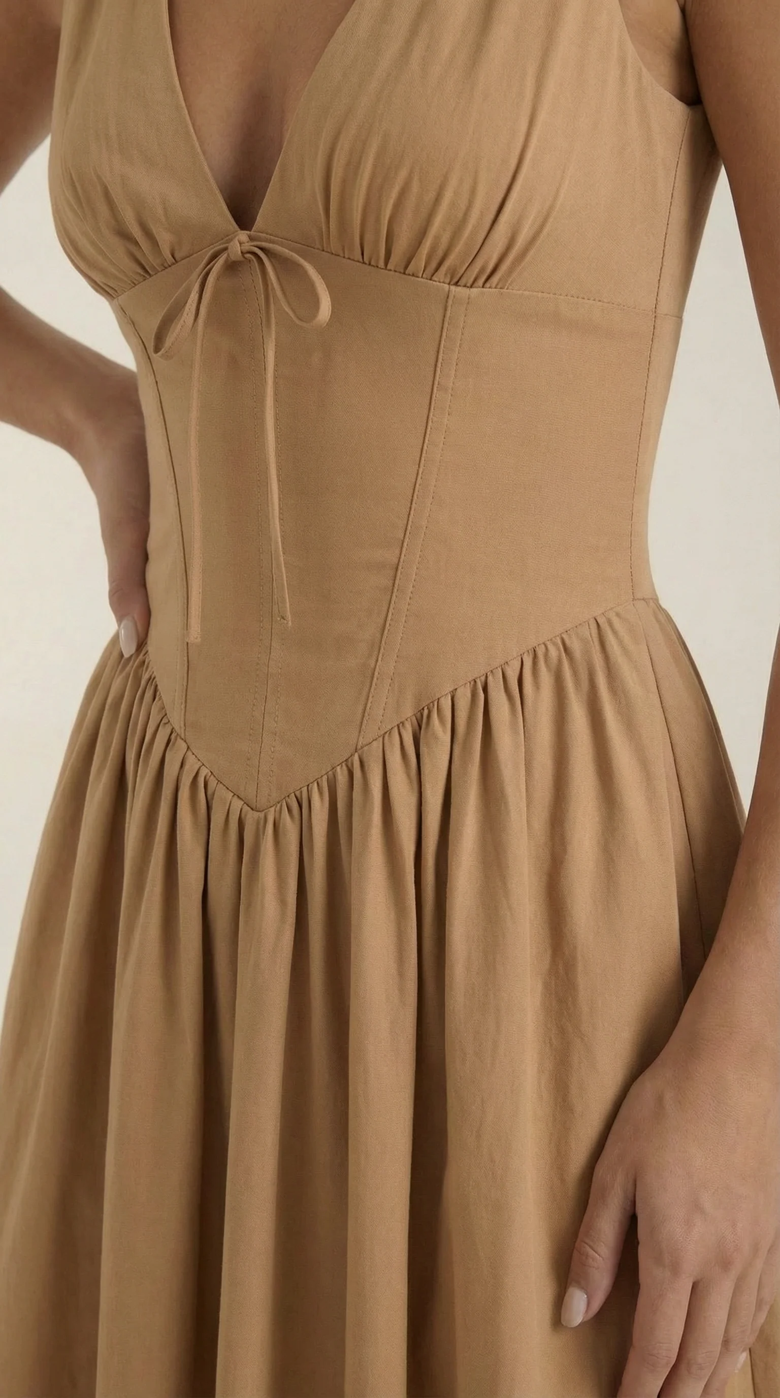 Robe Midi Élégante Femme – Décolleté en V Style Corset Évasé à Bretelles - Image 23