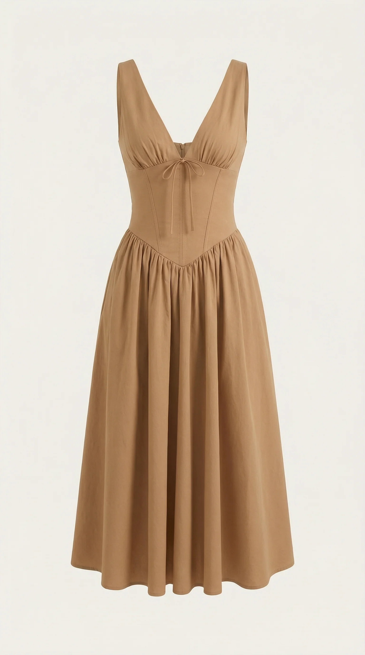 Robe Midi Élégante Femme – Décolleté en V Style Corset Évasé à Bretelles - Image 24