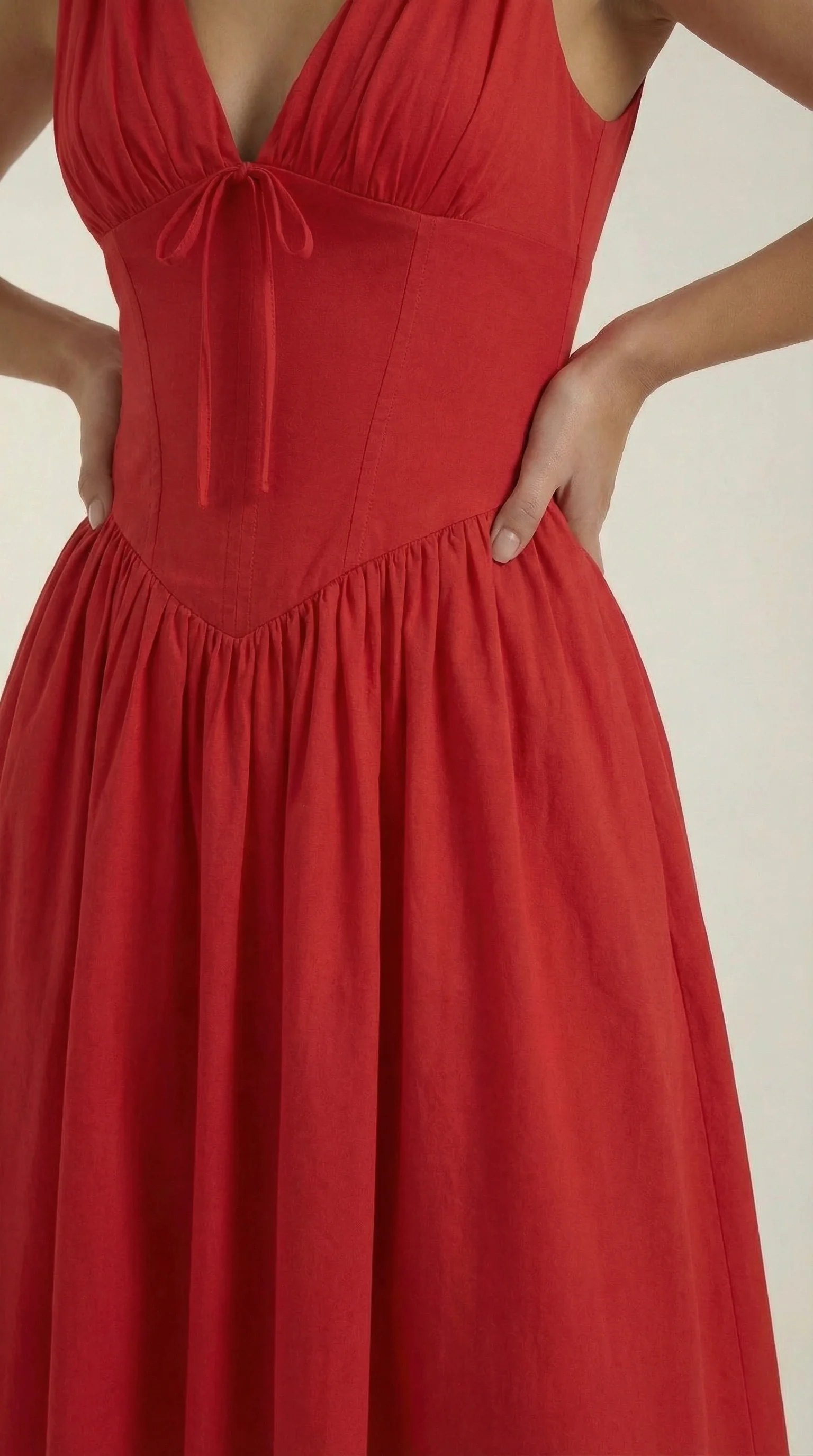 Robe Midi Élégante Femme – Décolleté en V Style Corset Évasé à Bretelles - Image 28