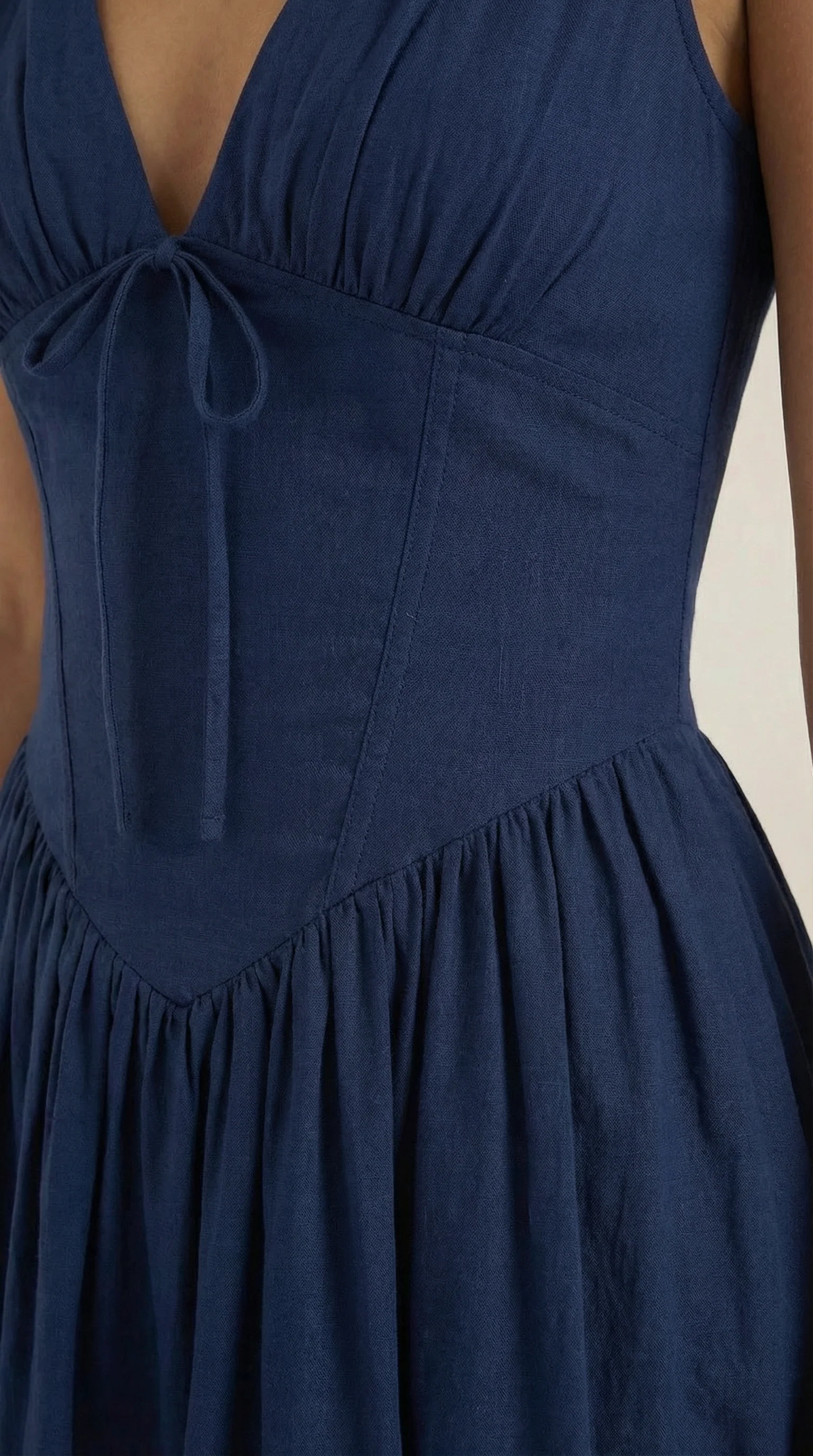 Robe Midi Élégante Femme – Décolleté en V Style Corset Évasé à Bretelles - Image 3