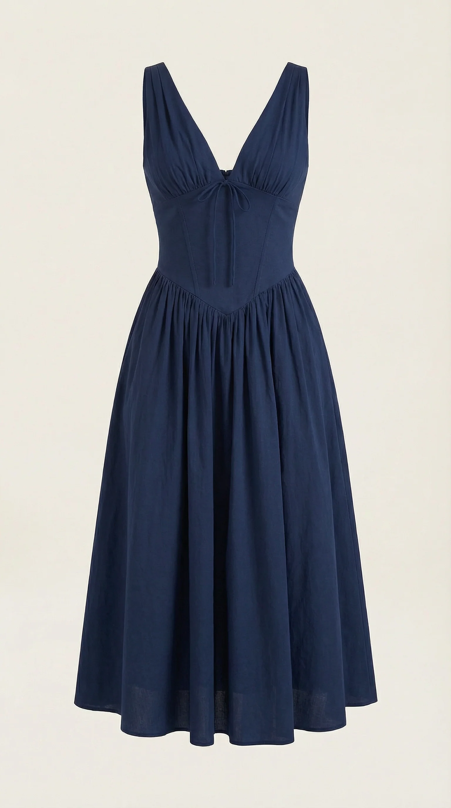 Robe Midi Élégante Femme – Décolleté en V Style Corset Évasé à Bretelles - Image 5