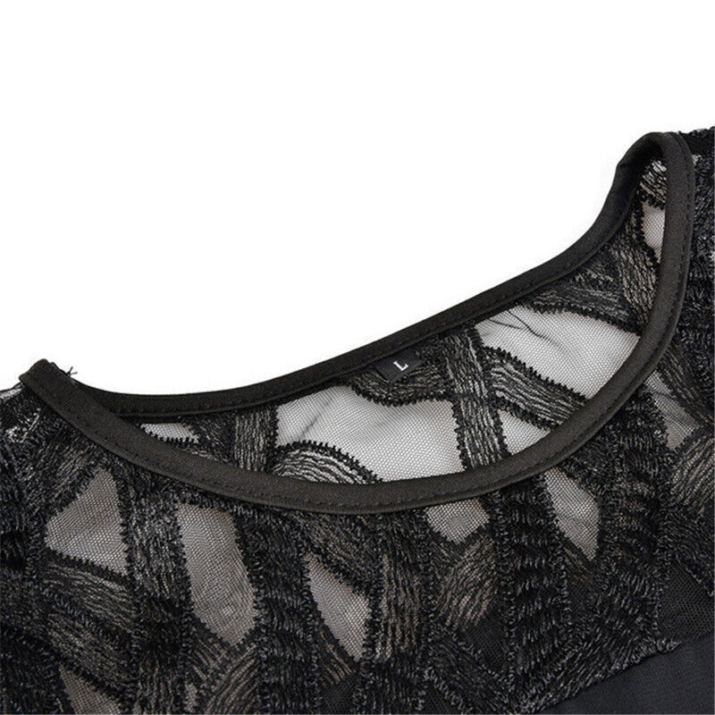 Robe Midi Élégante Grande Taille pour Femme – Robe de Soirée Mi-Longue en Dentelle et Tulle - Image 9