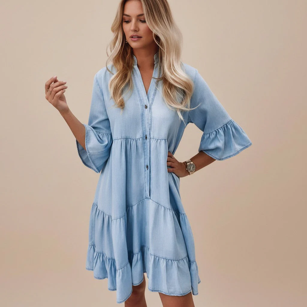 Robe midi en denim femme – Légère, fluide et élégance casual - Image 4
