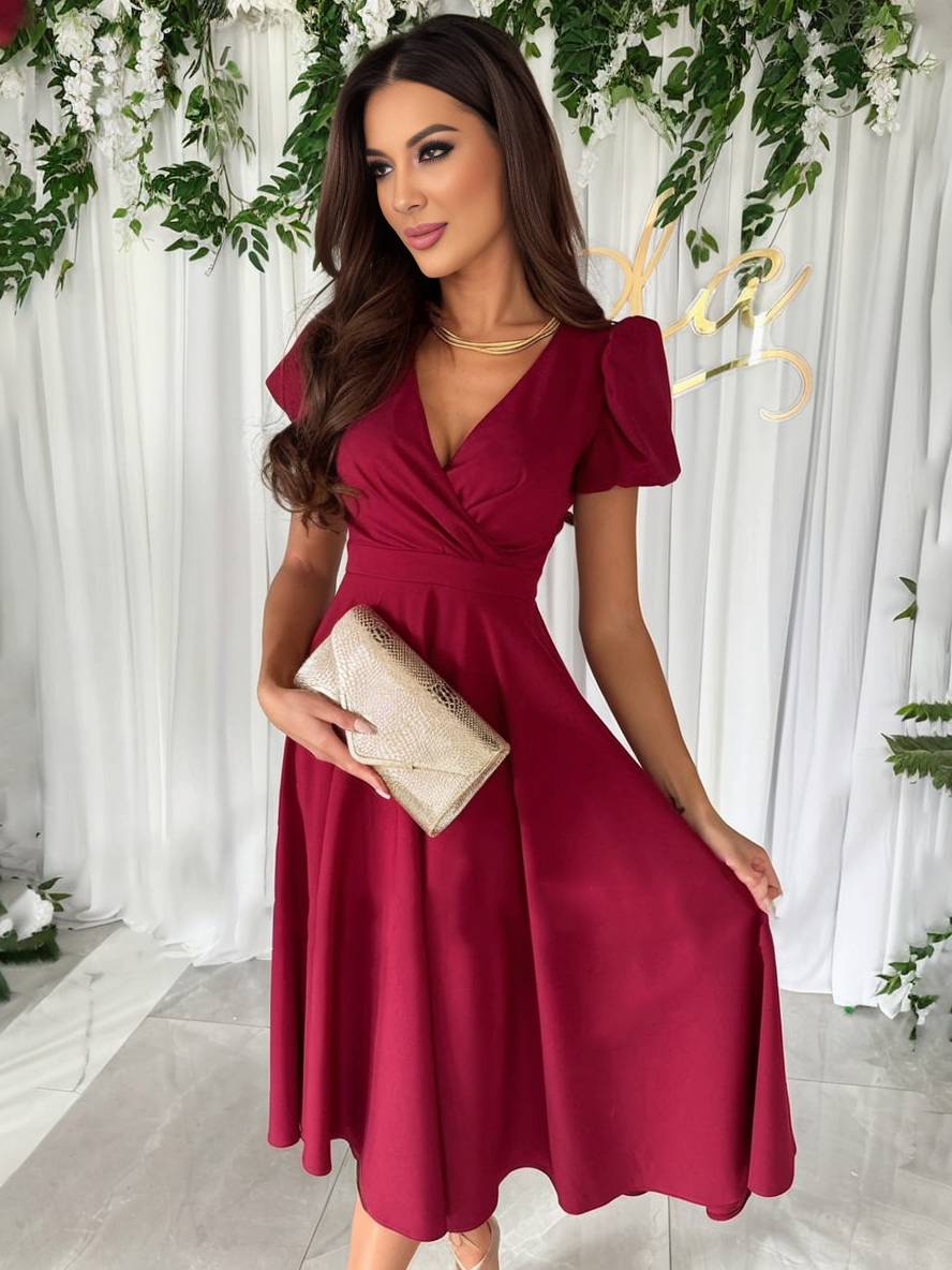 Robe midi femme a manches bouffantes - Elegante et evasee - Image 8
